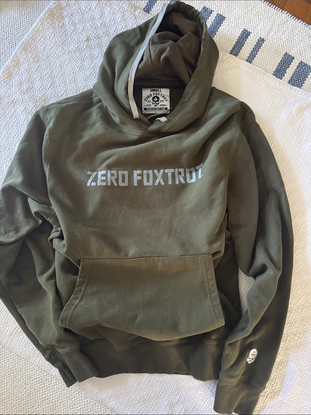 Zero Foxtrot Men’s Olive Green Crewneck Hoodie Sweater